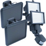 2er-Set Solar-LED-Aussenwandstrahler mit PIR-Sensor, 12 W, 750 Lumen, IP44