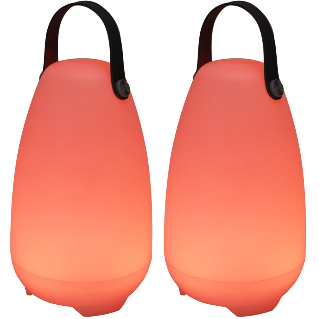 2er-Set Akku Tischlampe mit 4 Lichtmodi in weiss & 16 RGB-Farben, 26cm, IP44