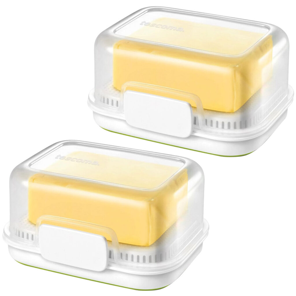 2er-Set Butterdose  mit Wasserkühlung, transparenter Deckel