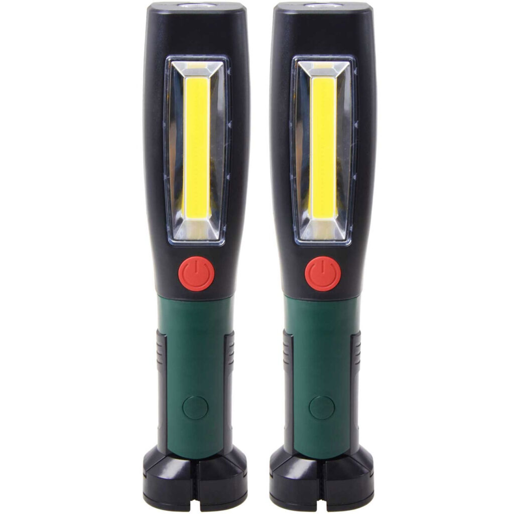 2er-Set 2in1 LED Arbeitslampe mit Magnetfuss und drehbarem Haken