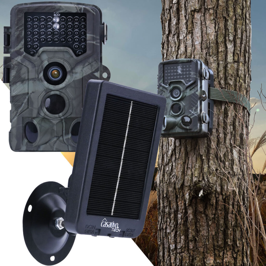 Full-HD-Wildkamera mit 3 Bewegungssensoren, inkl. Akku Solarpanel, 3000 mAh