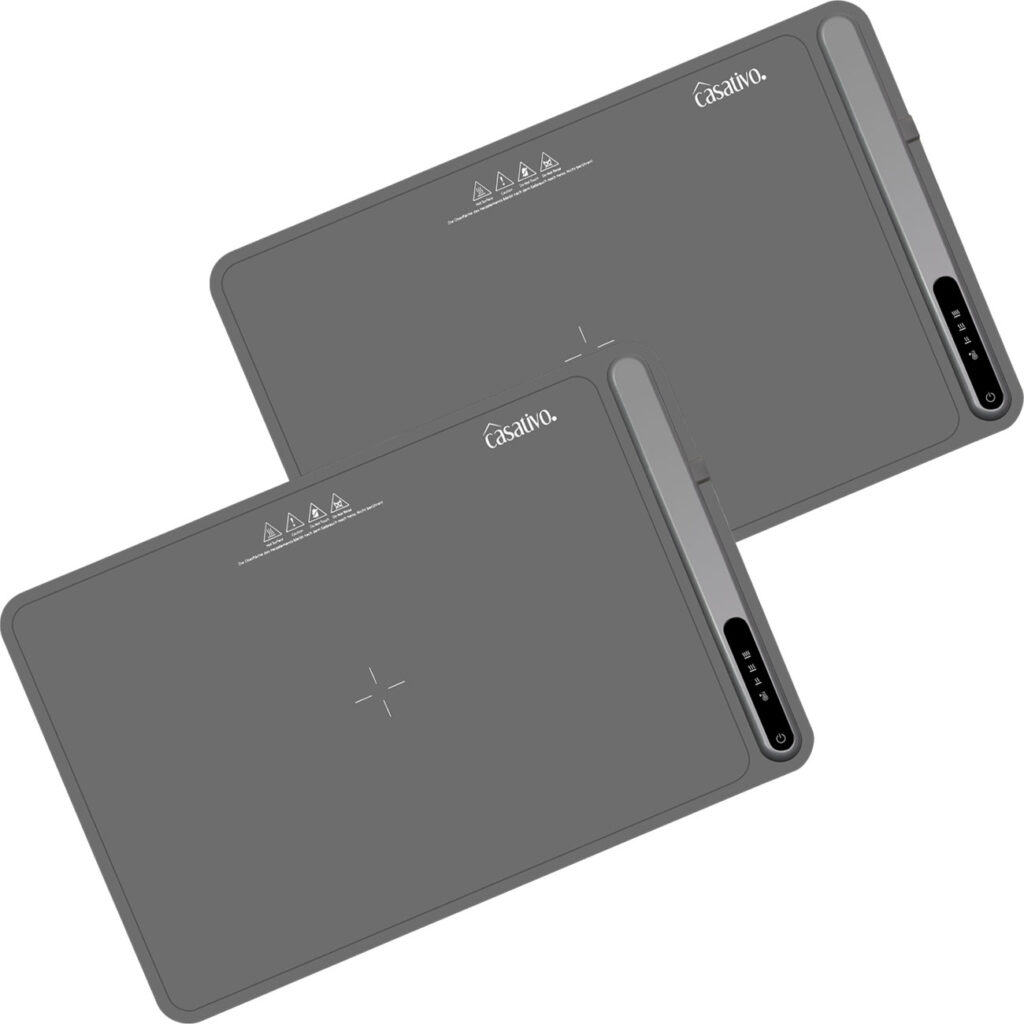 2er-Set Elektrische Warmhalteplatte Silikon, rollbar, 55 – 100 °C, 61 x 40cm, 250 W