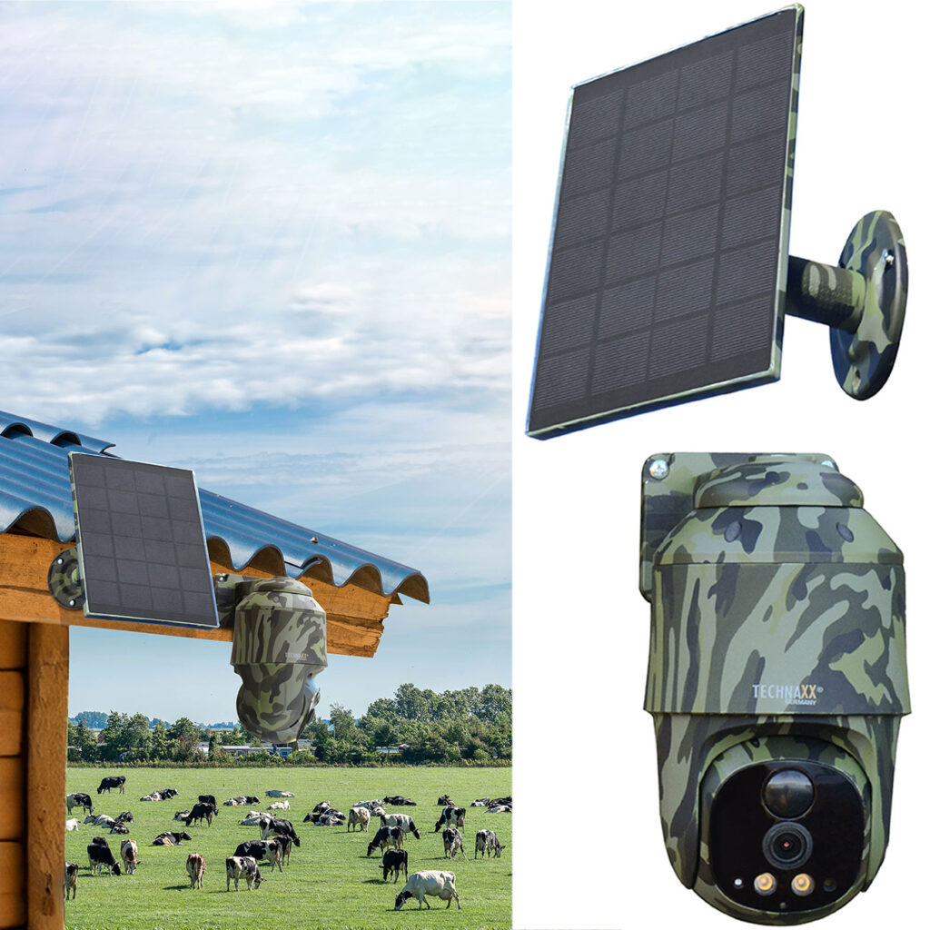 4G PT Dome Überwachungskamera mit Solarmodul, camouflage