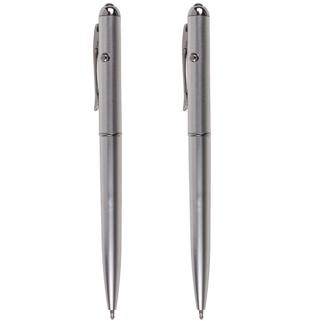 2er-Set Geheimstift mit Geheimtinte und UV-Licht, silber
