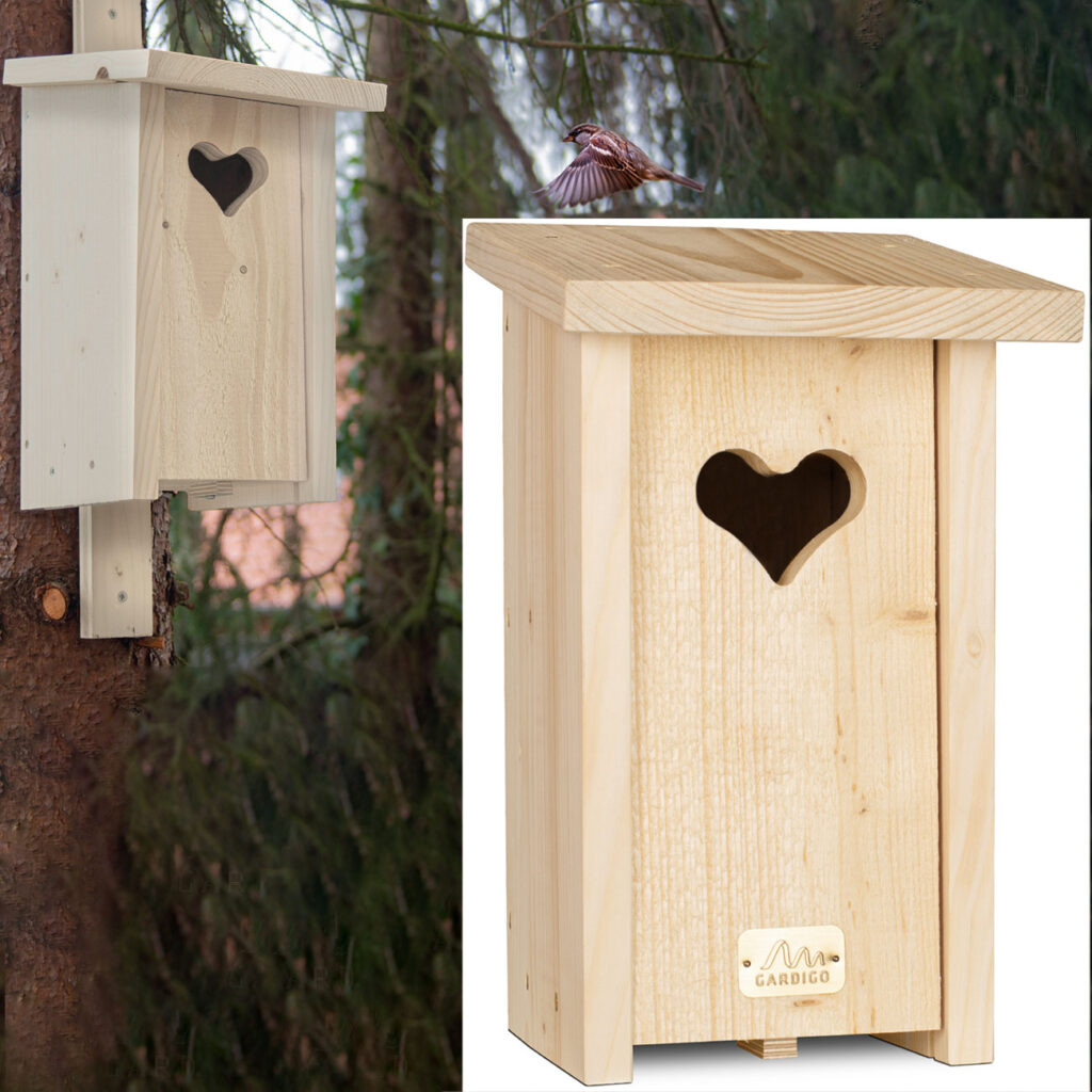 Nistkasten aus Fichtenholz für Spatzen, Kleiber und Trauerschnäpper