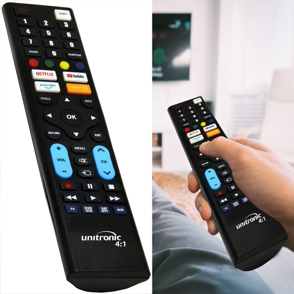 Programmierbare Fernbedienung für 4 Geräte Programmierbare Fernbedienung für 4 Geräte