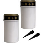 2er-Set Solar LED-Grabkerze mit Erdspiess, weiss 2er-Set Solar LED-Grabkerze mit Erdspiess, weiss