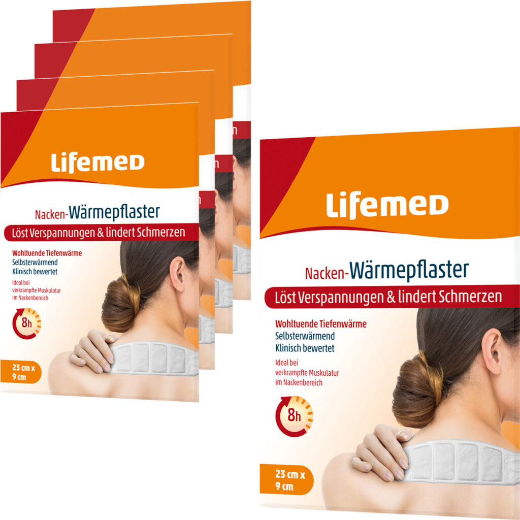 5er-Set Nacken-Wärmepflaster mit 8h Wirkung, 23 x 9 cm, weiss