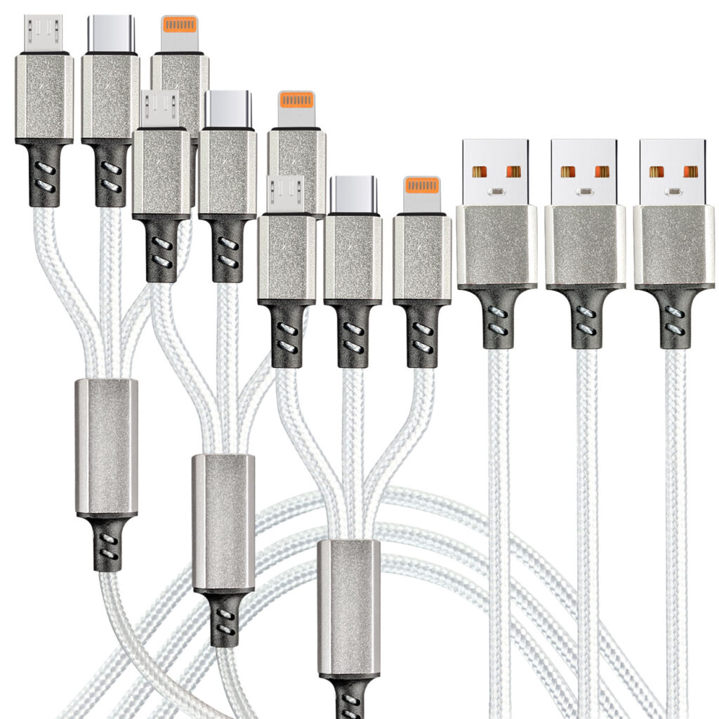 3er-Set 3in1 Universal USB-Schnellladekabel, 25 W, 120cm
