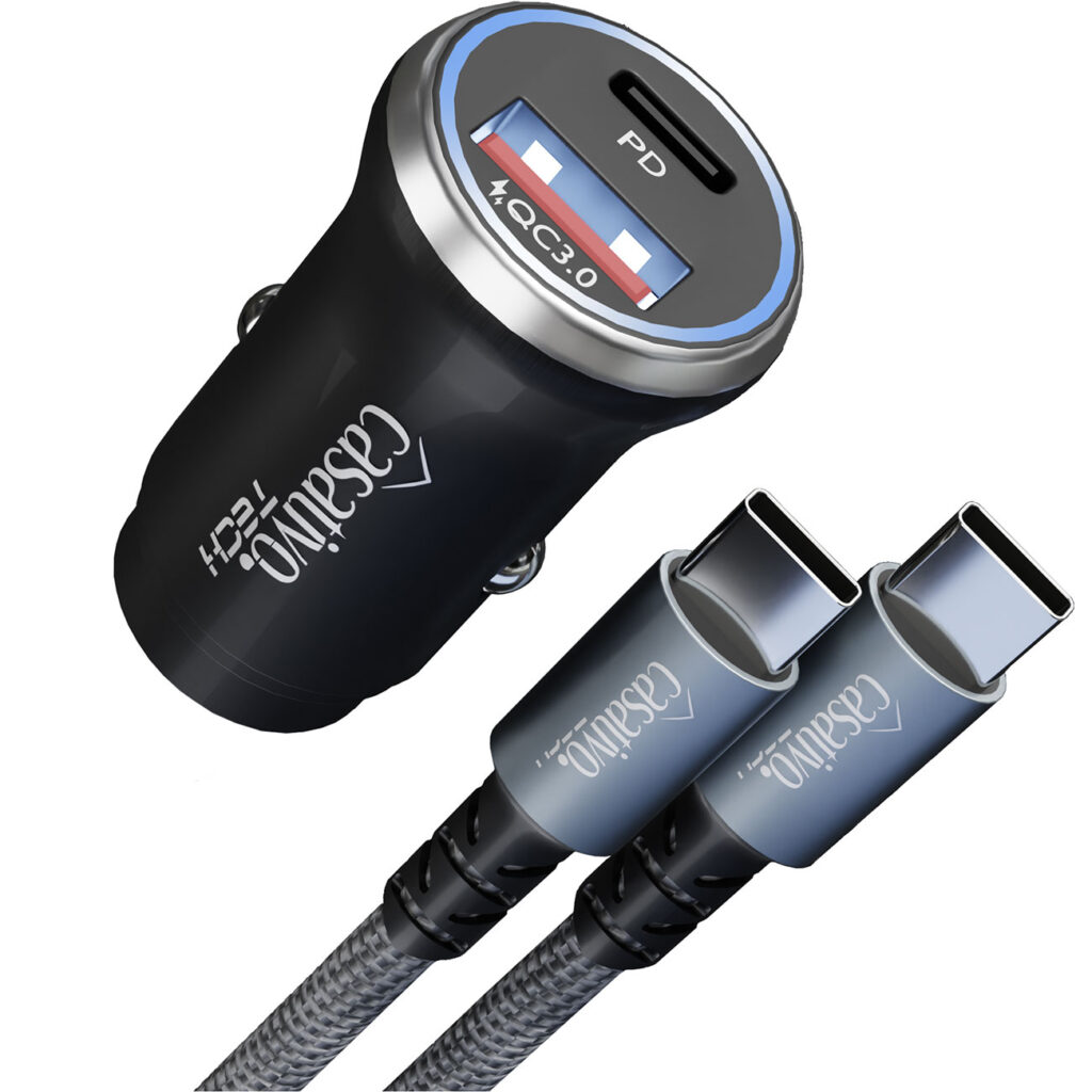 Kfz-USB-Netzteil, (54 Watt) inkl. Ladekabel, USB-C PD & USB-A QC