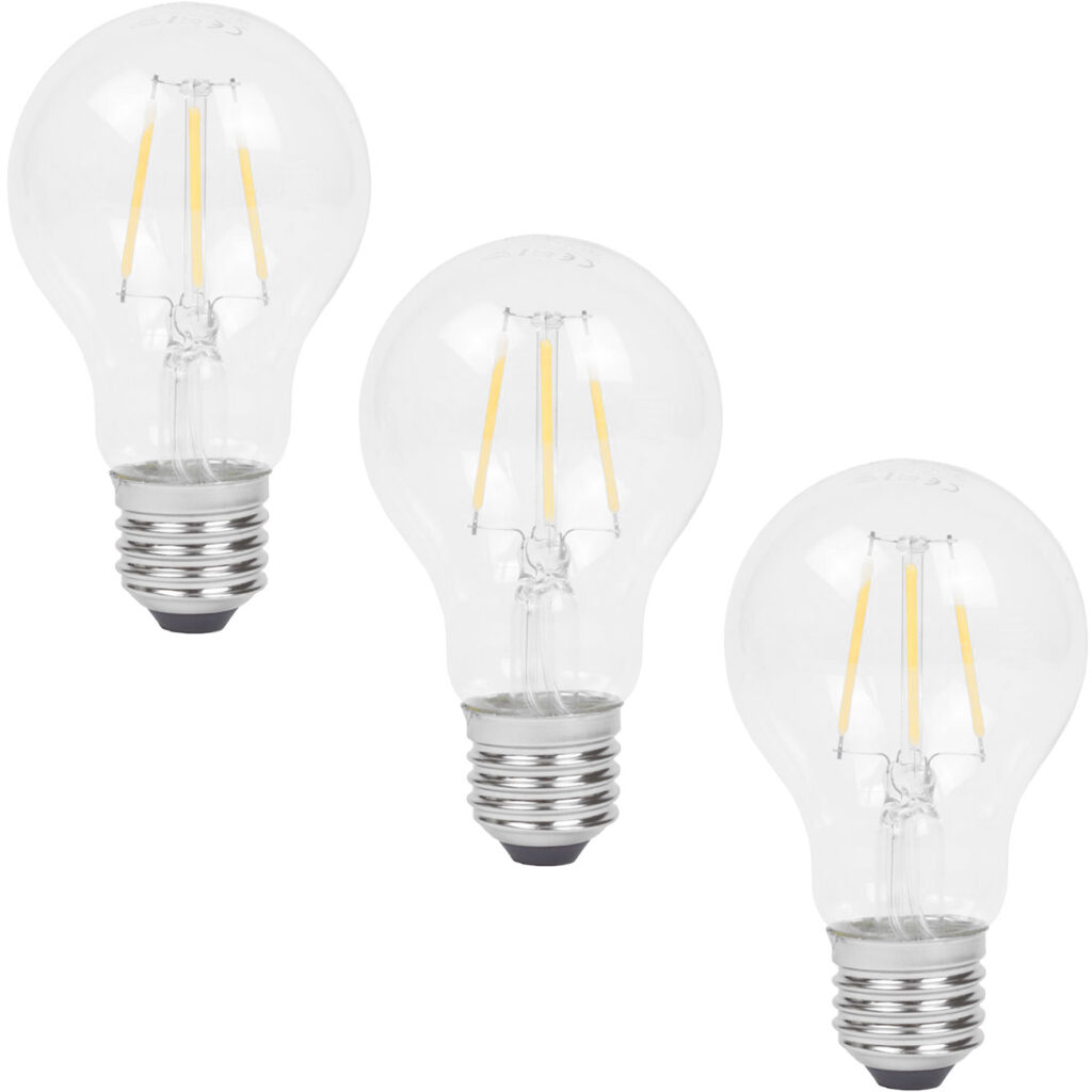 3-er Set LED-Filament-Lampe, A60, E27, 400 lm, 4 W, 2500 K, warm-weiss