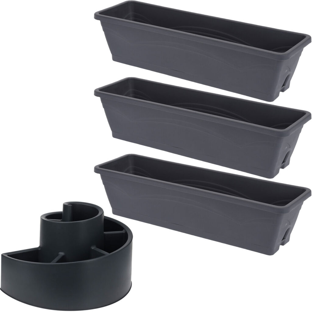 Blumentopf-Set 4tlg. aus 3er-Set Blumenkasten, 50 cm & Kräuterspirale, 54 x 45 x 34 cm