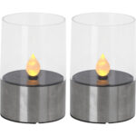 2er-Set Solar-Kerzenleuchte mit Edelstahl-Sockel, Ø 7,5 cm 2er-Set Solar-Kerzenleuchte mit Edelstahl-Sockel, Ø 7,5 cm
