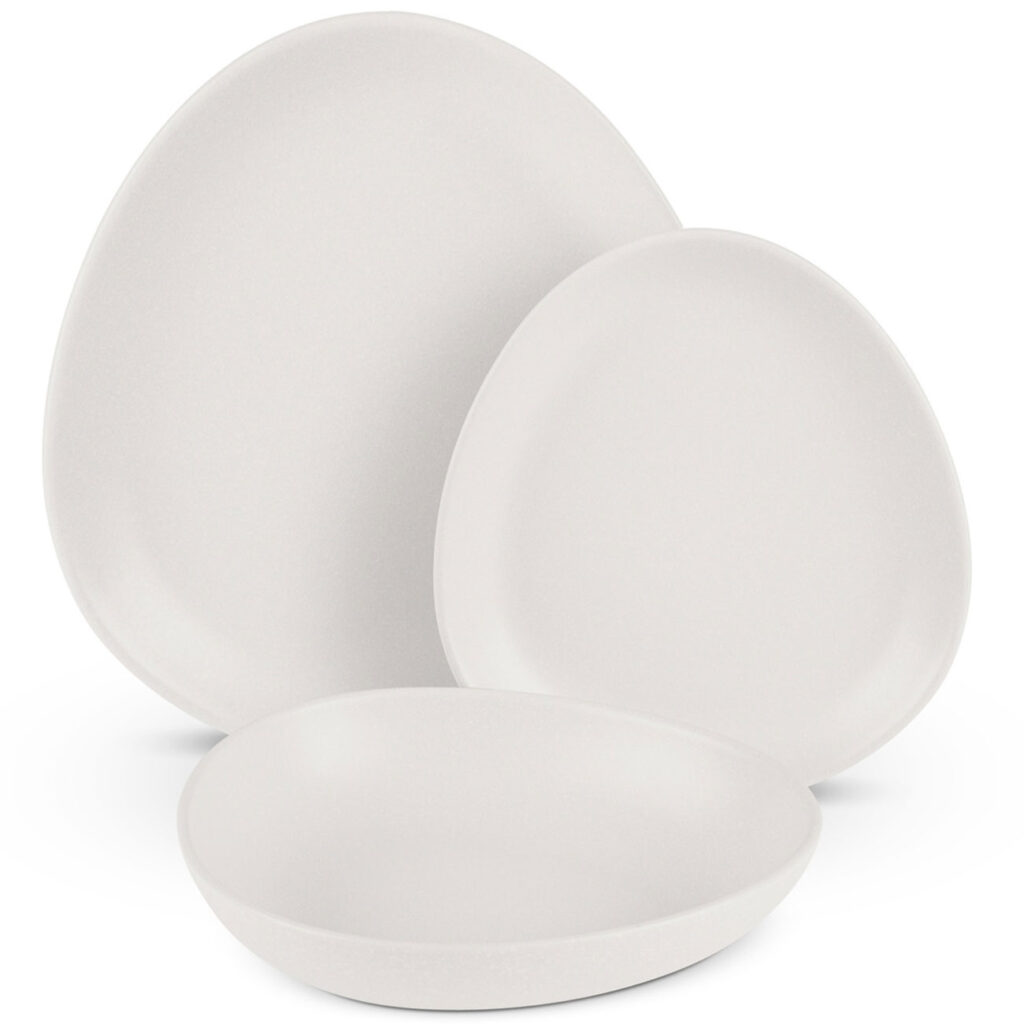 Geschirr-Set aus Steingut, 18-teilig, creme Geschirr-Set aus Steingut, 18-teilig, creme