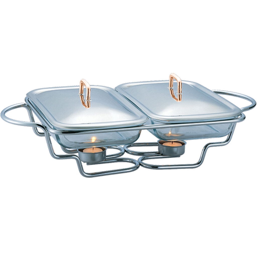 Speisewärmer mit 2 Schalen, Edelstahl, 2x 1,5 L Speisewärmer mit 2 Schalen, Edelstahl, 2x 1,5 L