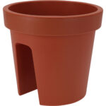 Balkon-Blumentopf rund, terracotta, Geländertopf, Ø 28 cm Balkon-Blumentopf rund, terracotta, Geländertopf, Ø 28 cm