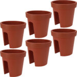 6er-Set Balkon-Blumentopf rund, terracotta, Geländertopf, Ø 28 cm 6er-Set Balkon-Blumentopf rund, terracotta, Geländertopf, Ø 28 cm
