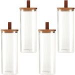4er-Set Vorratsglas mit Akazienholzdeckel, 1900 ml 4er-Set Vorratsglas mit Akazienholzdeckel, 1900 ml