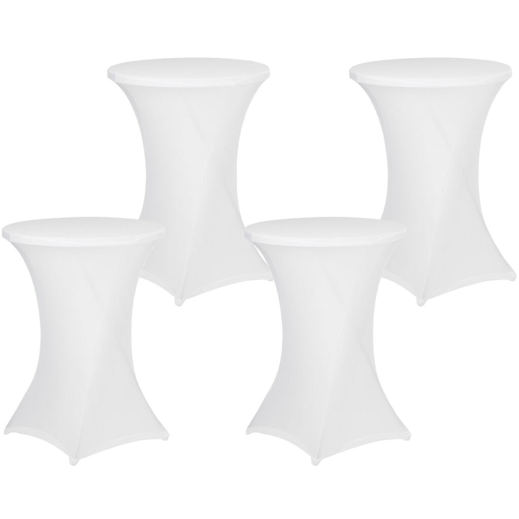 4er-Set Weisse Stehtischhusse für Tische bis 115cm, Ø 90cm