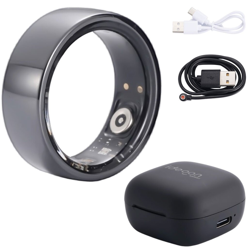 Smart-Ring, schwarz, Keramik, inkl. Ladebox, Grösse 65