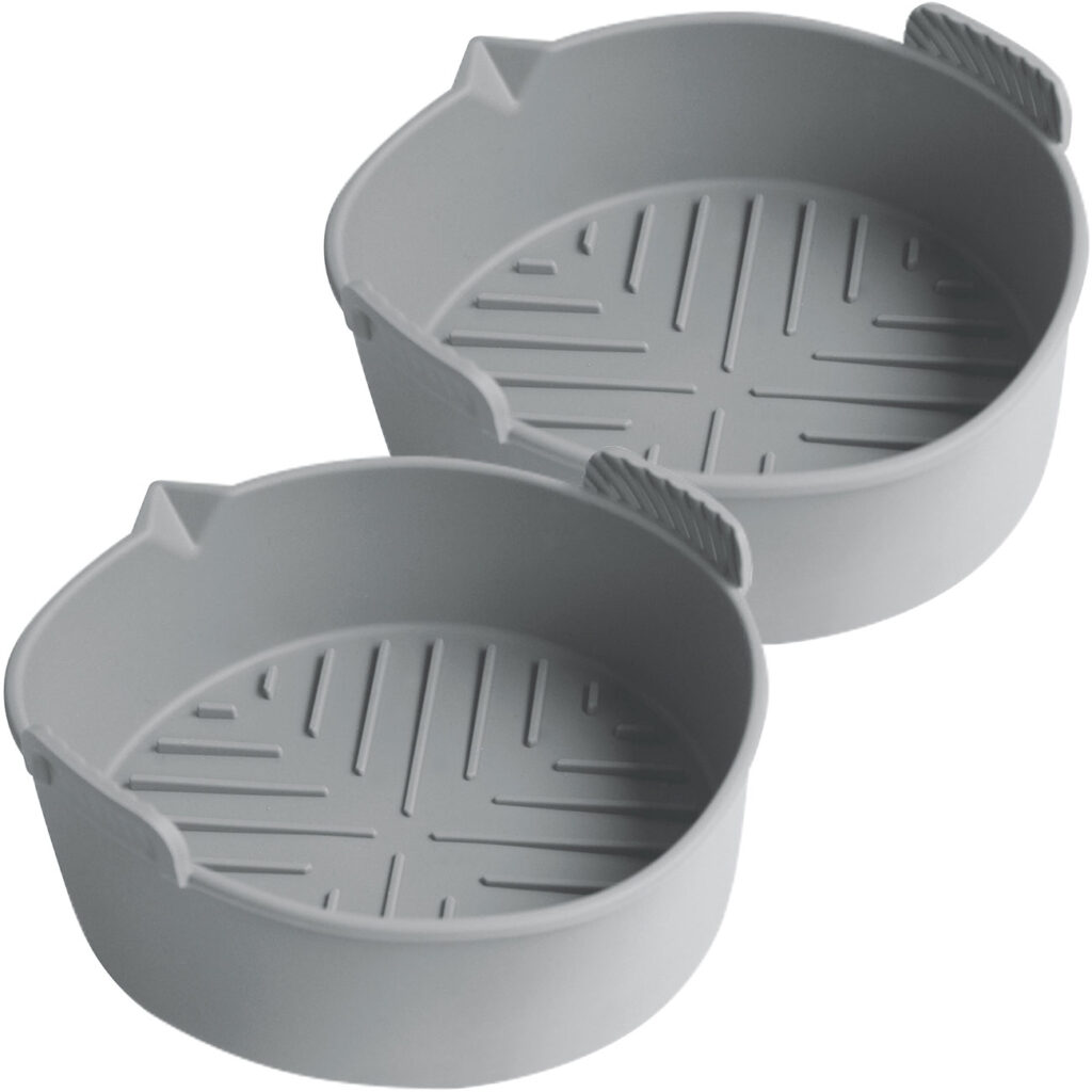 2er-Set Silikonform für Heissluftfritteuse, grau, Ø 19 x H 6 cm