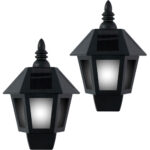 2er-Set Retro Wandleuchte mit 2 Leuchtmod, Flammeneffekt und Warmweiss, mit Solarpanel