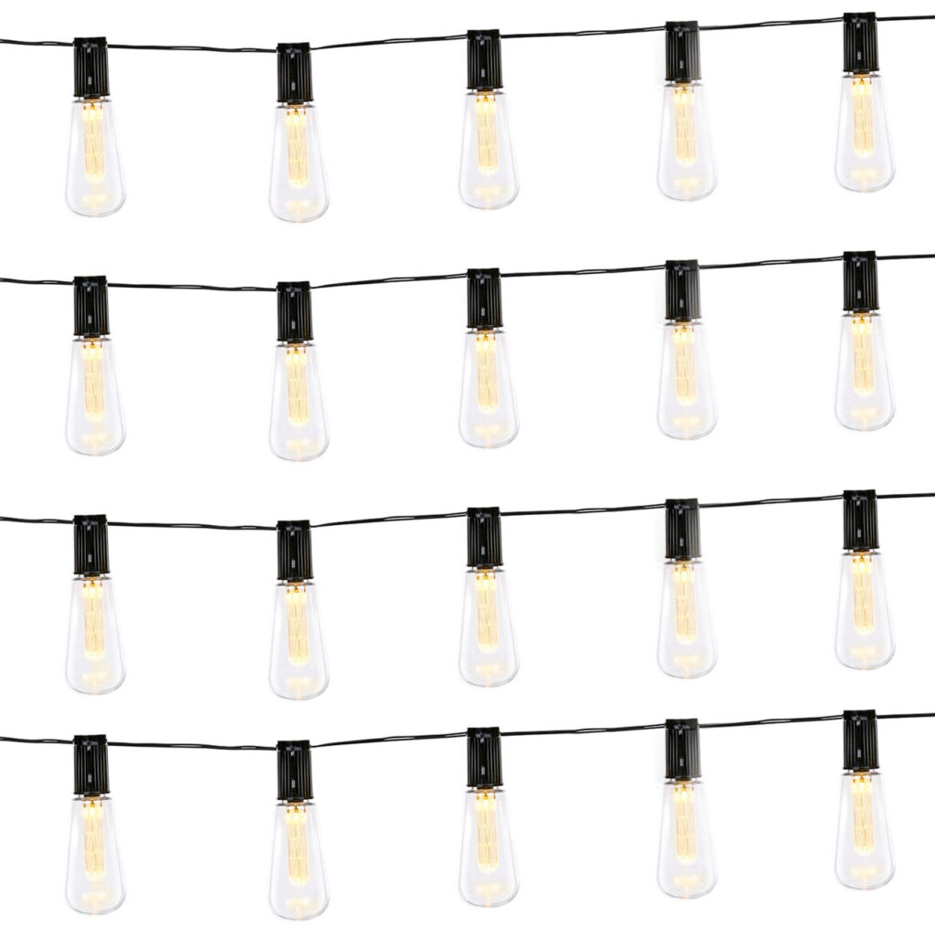 2er-Set Solar-LED-Lichterkettee mit 10 warmweissen LED Glühbirnen, 3,35 m