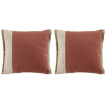2er-Set Kissen aus Baumwolle und Jute, mit Fransen, rostrot, beige, braun, 40 x 40 cm 2er-Set Kissen aus Baumwolle und Jute, mit Fransen, rostrot, beige, braun, 40 x 40 cm