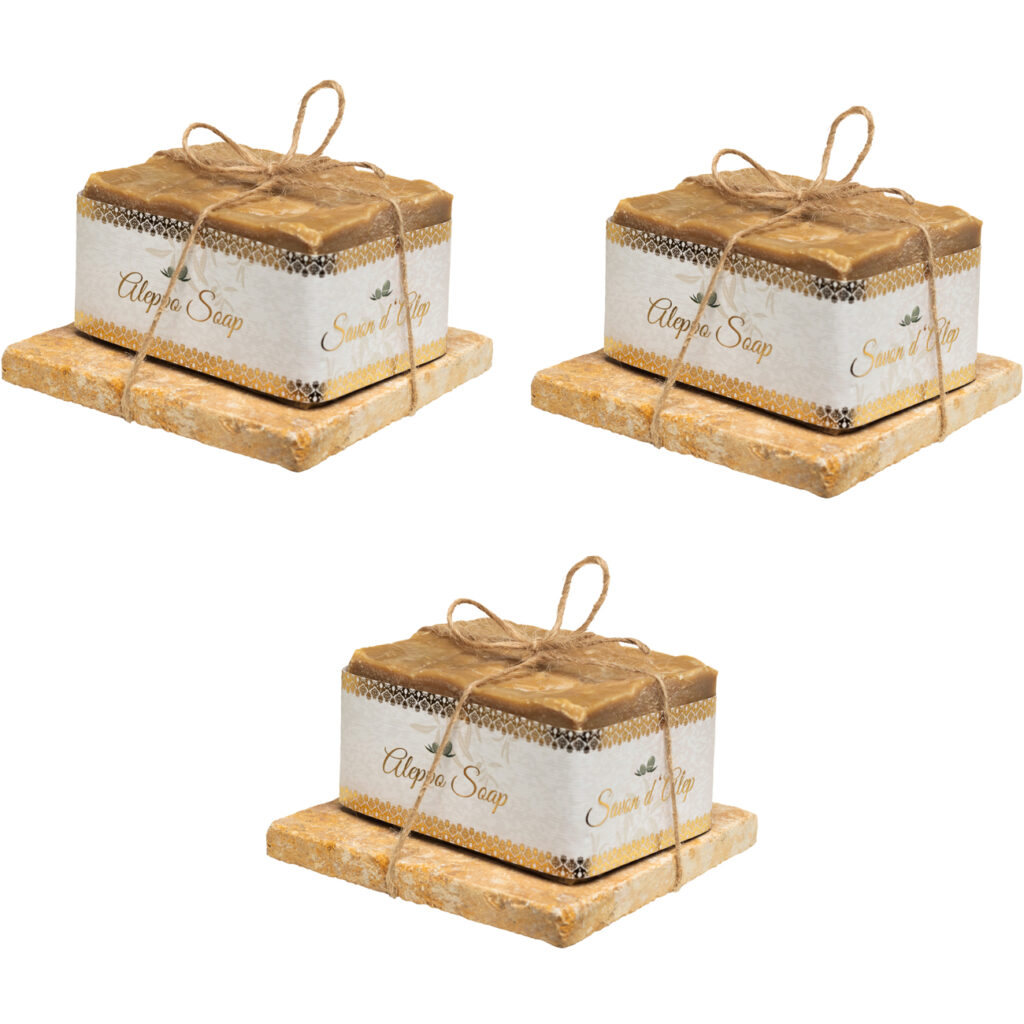 3er-Set Echte Aleppo-Seife, handgemacht in Syrien, 100% natürliche Inhaltsstoffe