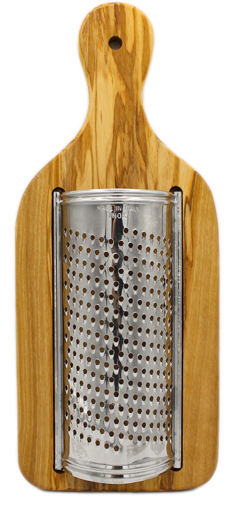Käsereibe mit Holzbrett aus Olivenholz, abnehmbare Reibe, 28 x 10 cm