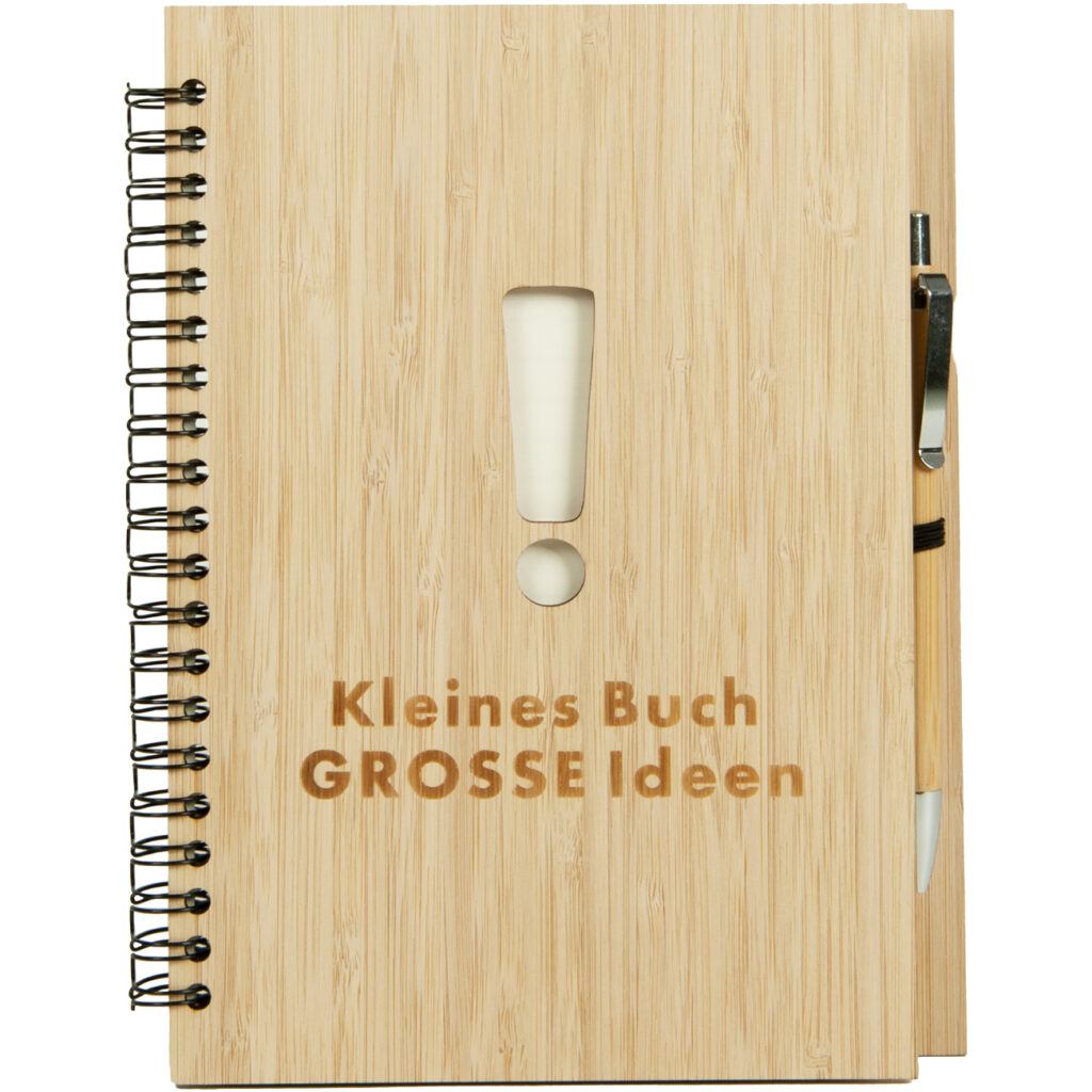Notizbuch Kleines Buch, grosse Ideen mit Kugelschreiber, Bambus-Cover
