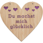 Grusskarte Bambus, Herzform-Du machst mich glücklich, Klappkarte Grusskarte Bambus, Herzform-Du machst mich glücklich, Klappkarte