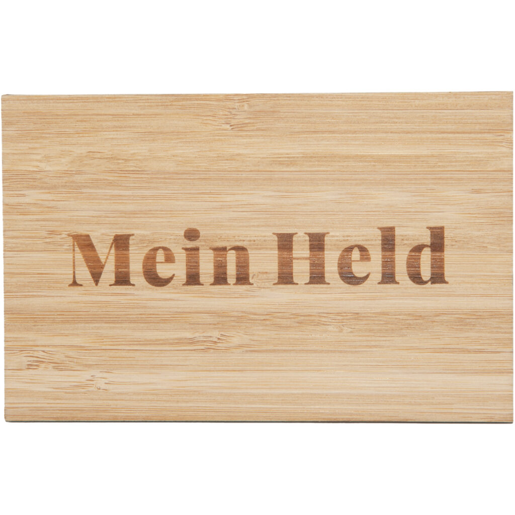 Grusskarte aus Bambus, Mein Held Grusskarte aus Bambus, Mein Held