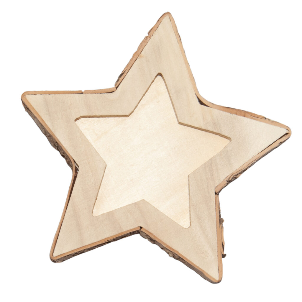 Schale aus Holz in Sternform, mit Naturrand, 20 x 20 x 2,2 cm