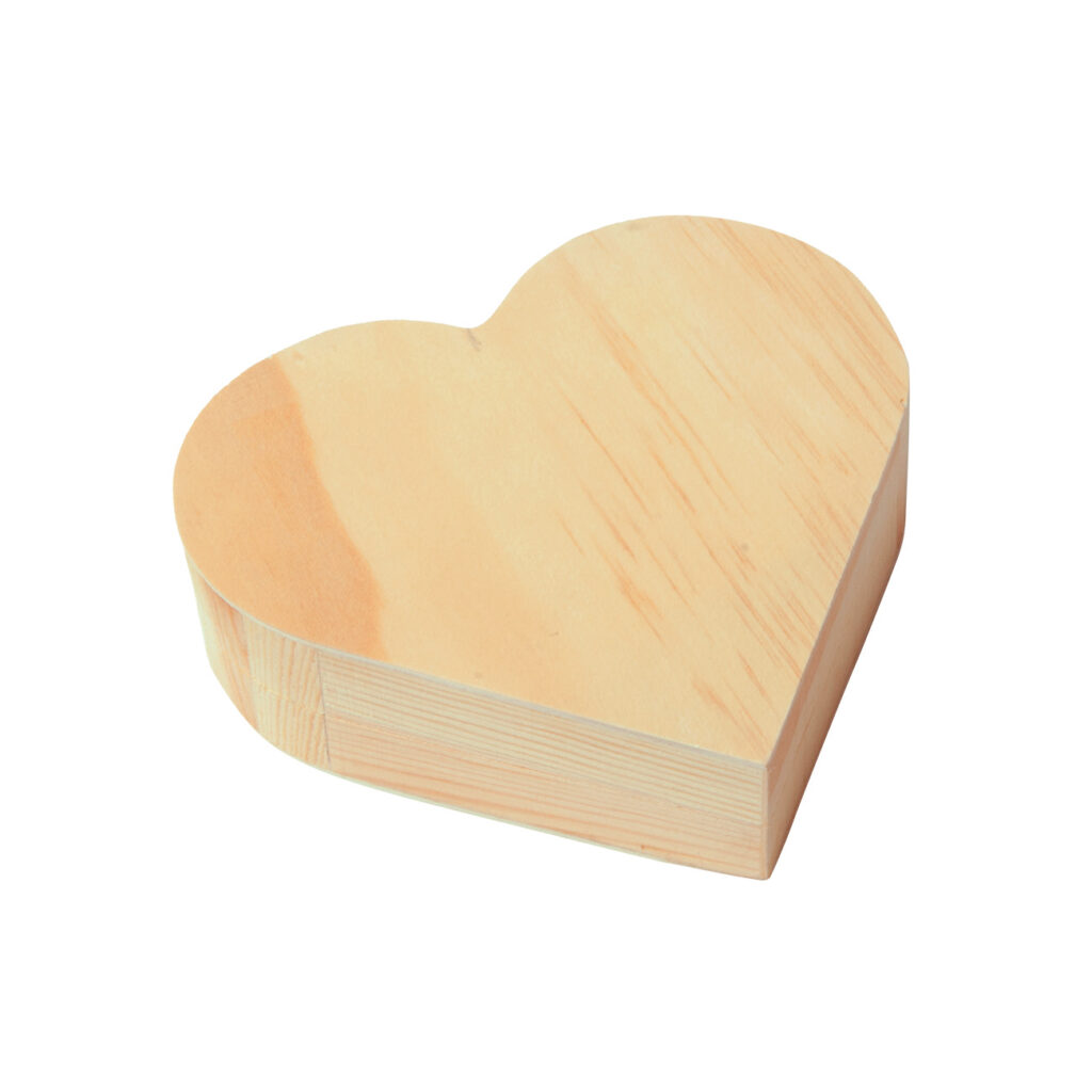 Holz-Box Herz mit Magnetverschluss, Herzdose, natur, ca. 15 x 15 x 4 cm