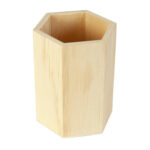 Stiftehalter aus Holz, sechseckig, natur, 10 x 8 cm