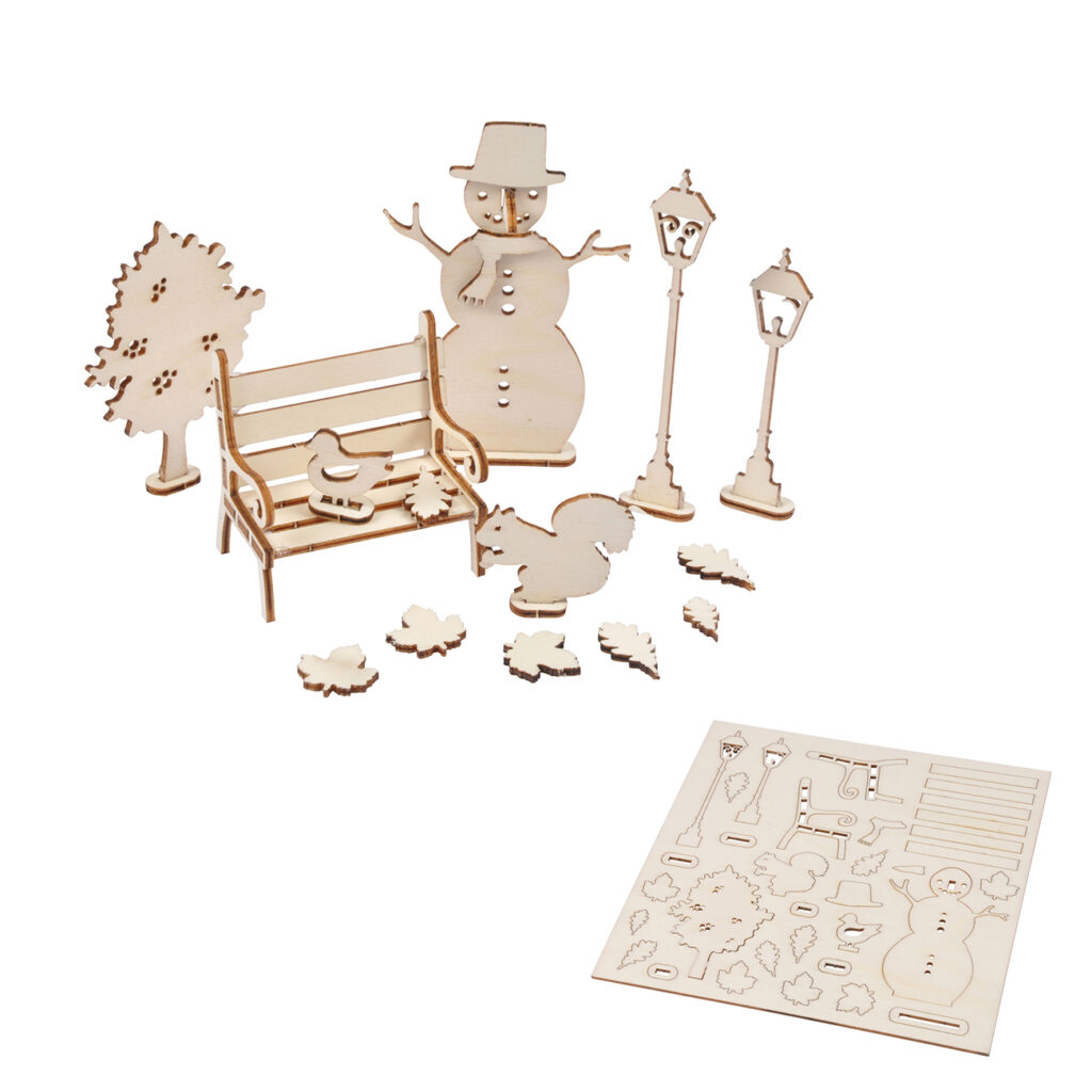 3D-Puzzle-Dekoration aus Naturholz, Schneemann 3D-Puzzle-Dekoration aus Naturholz, Schneemann