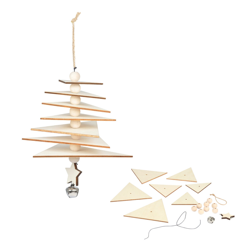 3D-Dekoration zum Selbermachen, aus Naturholz, Weihnachtsbaum, Dreiecksform