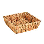 Aufbewahrungskorb aus Wasserhyazinthe, eckig, mit Metall, geflochten, 22 x 7 x 22 cm Aufbewahrungskorb aus Wasserhyazinthe, eckig, mit Metall, geflochten, 22 x 7 x 22 cm