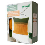 Strick-Set Kissenhülle, grün-orange, aus recycelten Rohstoffen Strick-Set Kissenhülle, grün-orange, aus recycelten Rohstoffen