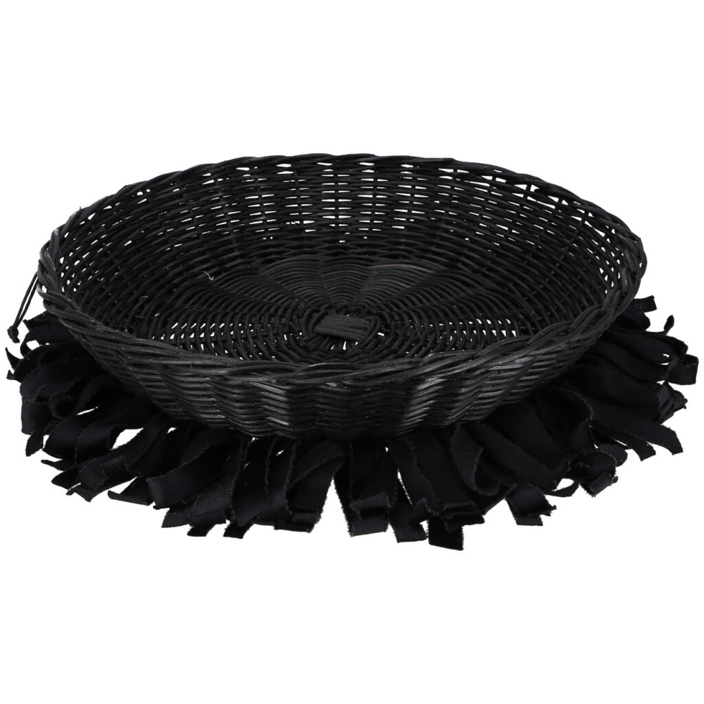 Dekoschale mit Details, Obstkorb aus einem Astgeflecht, schwarz, 40 x 8 cm