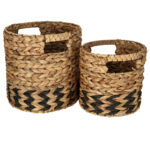 2er-Set Natur Körbe aus Gras-Geflecht, Korb Übertöpfe braun, schwarz 2er-Set Natur Körbe aus Gras-Geflecht, Korb Übertöpfe braun, schwarz