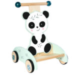 Lauflernwagen aus Holz, Schiebewagen mit Panda-Motiv, 34 x 40 x 52 cm