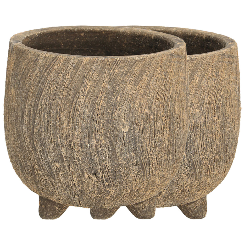 2er-Set Blumentöpfe aus Keramik, Keramikschalen mit 3D-Design, anthrazit, je 14 x 13 cm