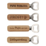 Flaschenöffner aus Eichenholz und Eisen, Kapselheber mit lustigen Sprüchen
