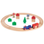 20-teiliges Holzeisenbahn Set mit Zubehör, Holzzug mit Schienen zum Zusammenstecken 20-teiliges Holzeisenbahn Set mit Zubehör, Holzzug mit Schienen zum Zusammenstecken