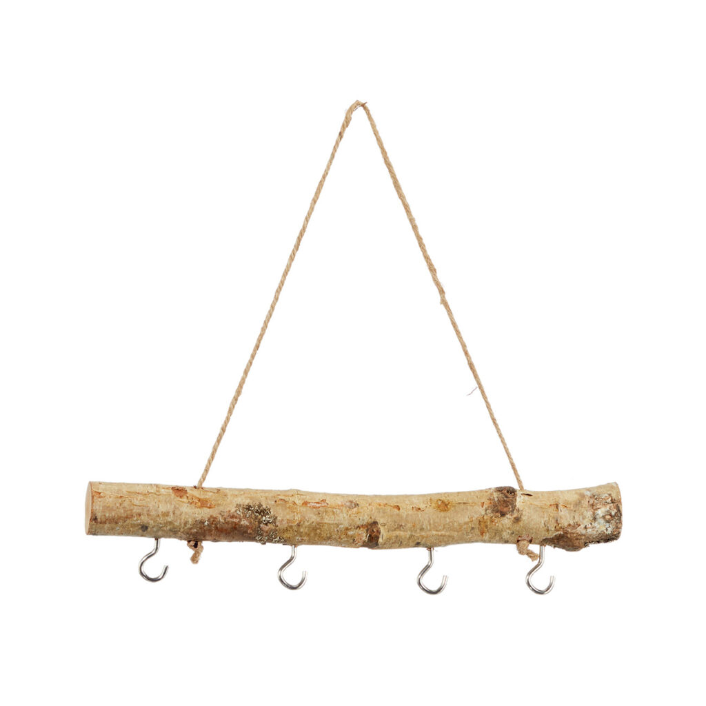 Schlüsselbrett aus Birkenholz, Kleiderhaken an Holzbrett zum Aufhängen, 30 cm