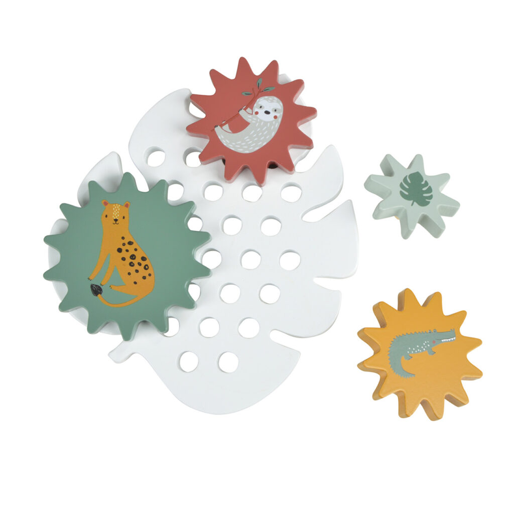 Lernspielzeug Tiere aus Holz, Steckspiel für Kleinkinder, 21 x 2 x 17 cm