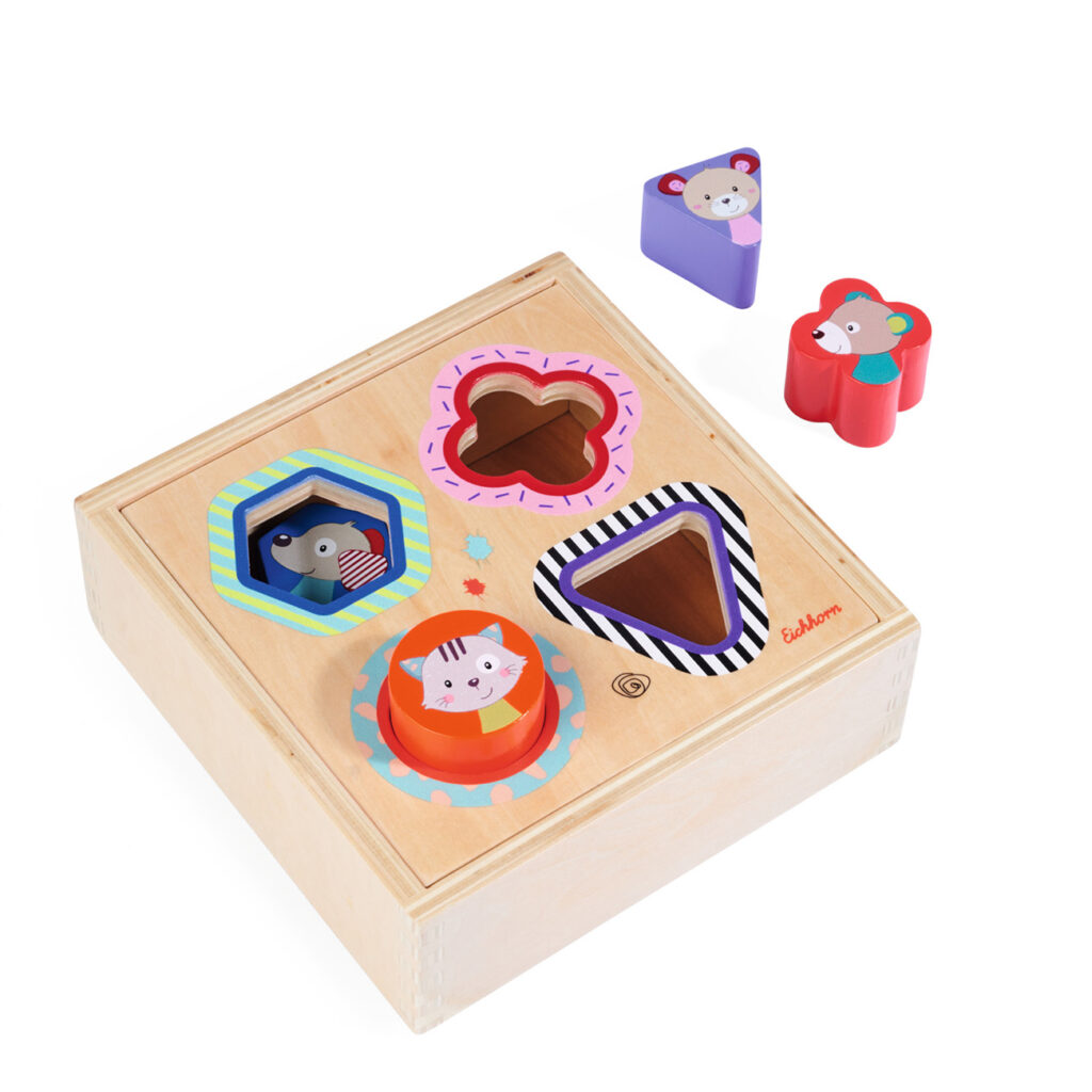 Steckbox mit Tierbausteinen, Steckspiel aus Holz, 6 x 17 x 17 cm