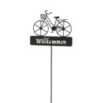 Gartenstecker Willkommen mit Velo, Eisen, 90cm